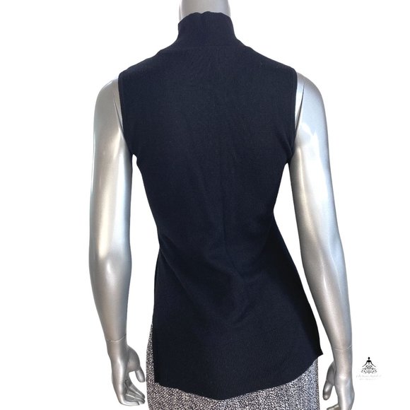 WHBM Black Beaded Sleeveless Mock Neck XS - Picture 2 of 5